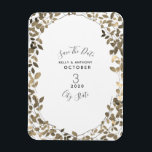 Sepia Botanical Wedding Save the Date Magnet<br><div class="desc">Eine elegante Hochzeitseinladung Save the Date mit sepia-braunen Blätter grenzt an eine weiße Darstellung. Suchen Sie nach passenden Hochzeitseinladungen und anderen passenden Gegenständen in Jill's Paperie.</div>