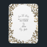 Sepia Botanical Wedding Save the Date Magnet<br><div class="desc">Eine elegante Hochzeitseinladung Save the Date mit sepia-braunen Blätter grenzt an eine weiße Darstellung. Suchen Sie nach passenden Hochzeitseinladungen und anderen passenden Gegenständen in Jill's Paperie.</div>