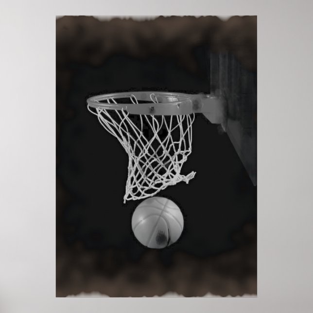 Sepia Brownes Tones Basketball Artwork Poster (Vorne)
