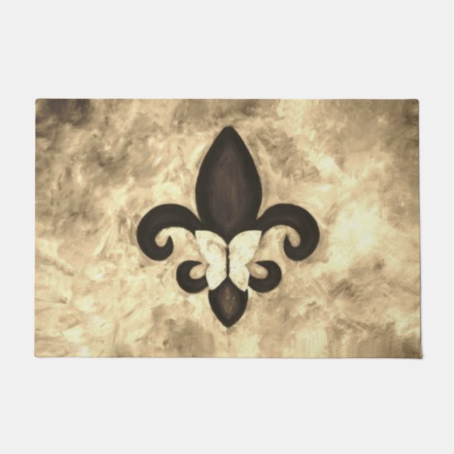 Sepia Butterfleur | Tan Butterfly über Lilie Fußmatte (Vorderseite)