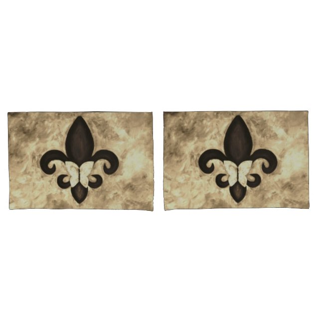 Sepia Butterfleur | Tan Butterfly über Lilie Kissenbezug (Vorderseite-Set)