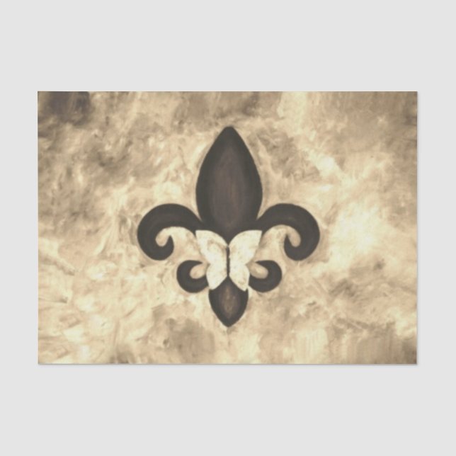 Sepia Butterfleur | Tan Butterfly über Lilie Seidenpapier (Vorderseite)