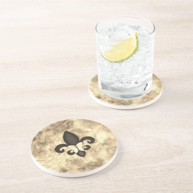 Sepia Butterfleur | Tan Butterfly über Lilie Untersetzer (Seite)