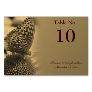 Sepia Butterfly Nature Personalisiert Wedding Tischnummer