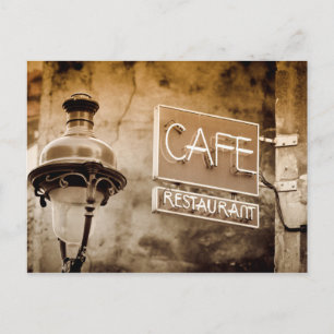 Sépia-Café-Schild, Paris, Frankreich Postkarte