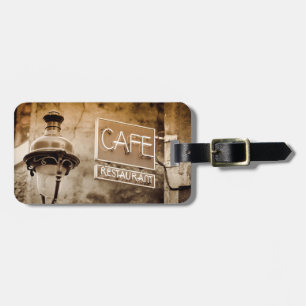 Sepia café sign, Paris, Frankreich Gepäckanhänger