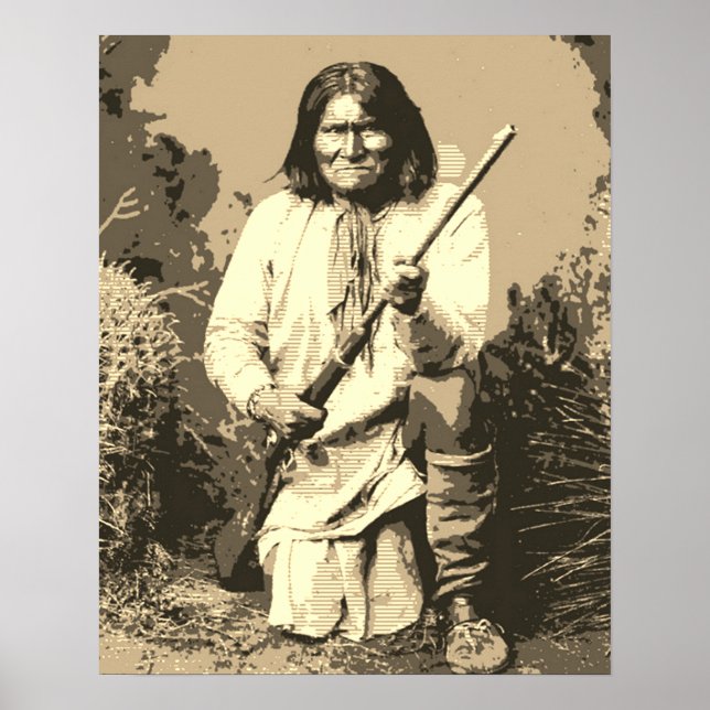 Sepia Chief Geronimo Pop Art Poster (Vorne)