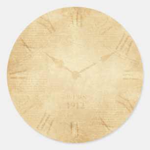 Sepia Clock Face Steampunk Runder Aufkleber