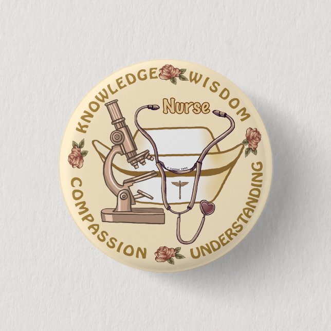 Sepia coole Krankenschwester Button (Vorderseite)