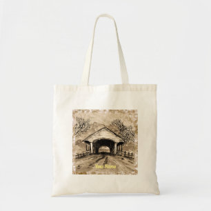 Sepia Covered Bridge individuell benannte Tragetas Tragetasche