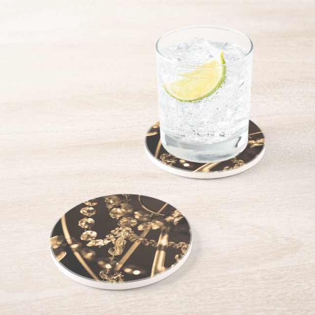 Sepia Crystal Chandelier Getränkeuntersetzer (Seite)