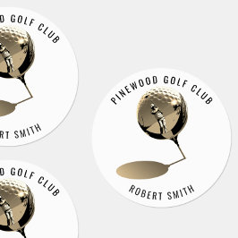 Sepia Custom Waterproof Golf Club Name Round Etiketten