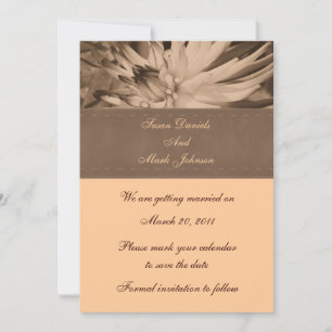 Sepia Dahlia Blume Hochzeit speichern das Datum Einladung