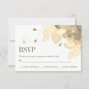 Sepia delicate Herbst Blume Blühende Hochzeit RSVP Karte
