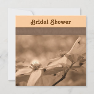 Sepia Dogwood Blume Bridal Dusche Einladung