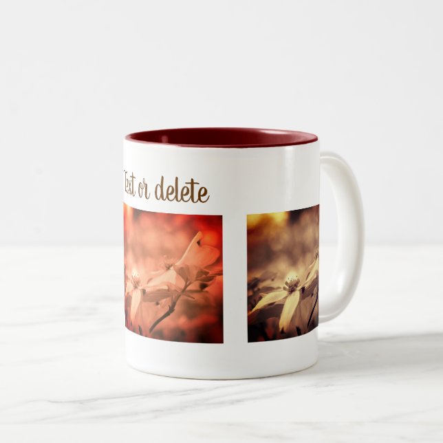 Sepia Dogwood Flower Fotografie Personalisiert Zweifarbige Tasse (VorderseiteRechts)