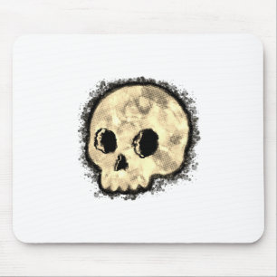 Sepia Dotted Halftone Skull Watercolor Mousepad