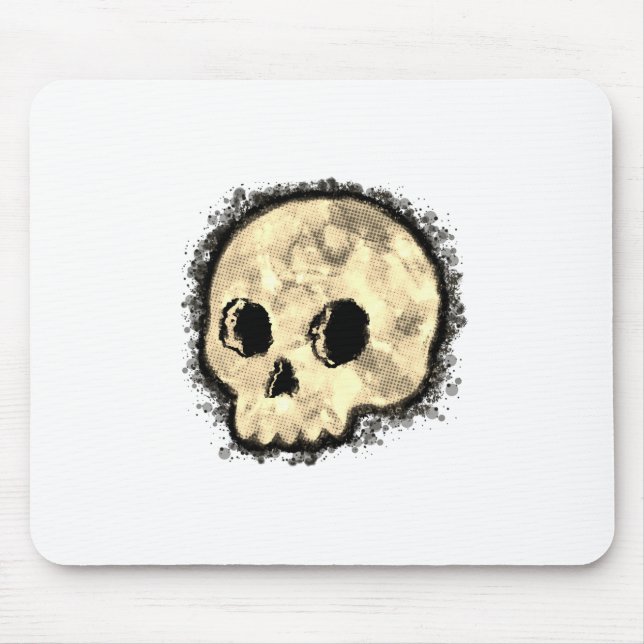 Sepia Dotted Halftone Skull Watercolor Mousepad (Vorne)