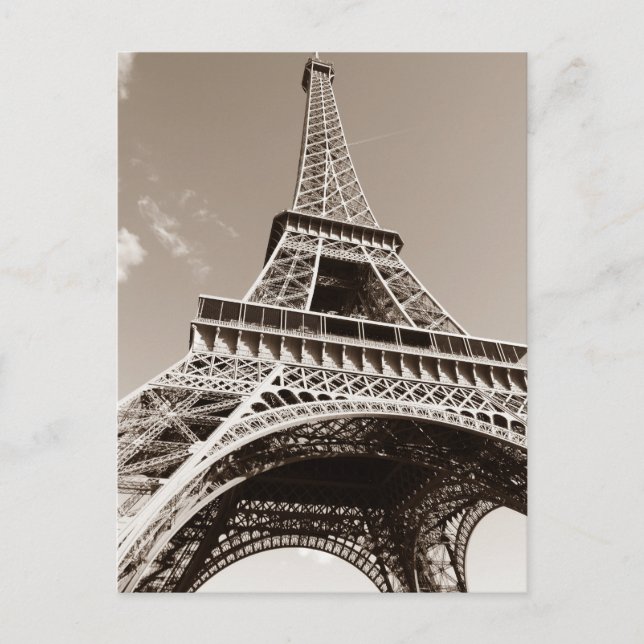 Sepia Eiffel Tower Liebe Romance Paris Europe Postkarte (Vorderseite)
