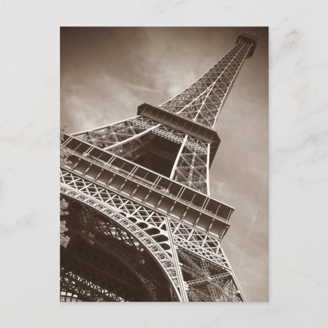 Sepia Eiffel Tower Liebe Romance Stadt Paris Postkarte (Vorderseite)