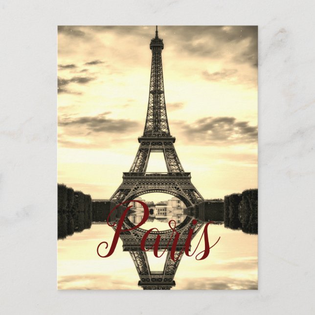 Sepia Eiffel Tower Paris Vintag European Travel Postkarte (Vorderseite)