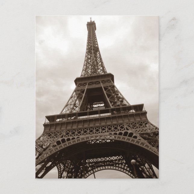 Sepia Eiffel Tower Romance Paris Frankreich Postkarte (Vorderseite)