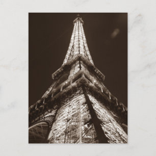 Sepia Eiffelturm Romantik Nacht von Paris Frankrei Postkarte