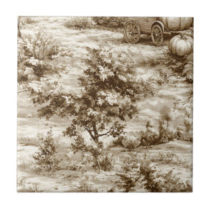 Sepia Farmhouse-Kürbis-Toile Ernte-Muster Fliese