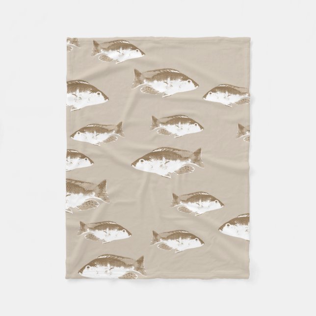 Sepia-Fisch Fleecedecke (Vorderseite)