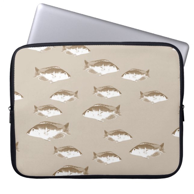 Sepia-Fisch Laptopschutzhülle (Vorderseite)