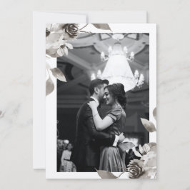 Sepia Floral Foto Wasserfarben Hochzeit Einladung
