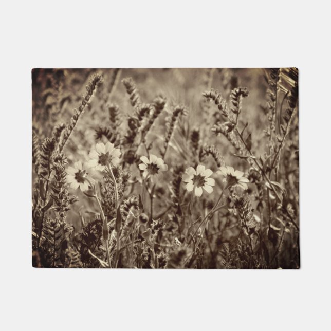 Sepia Floral Fußmatte (Vorderseite)