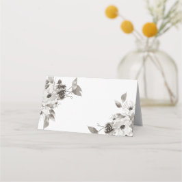 Sepia Floral Gefaltete Platzkarte