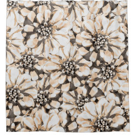 Sepia Floral Pattern Duschvorhang