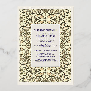 Sepia Florale Arabesque Hochzeits-Einladung - Foli Folieneinladung