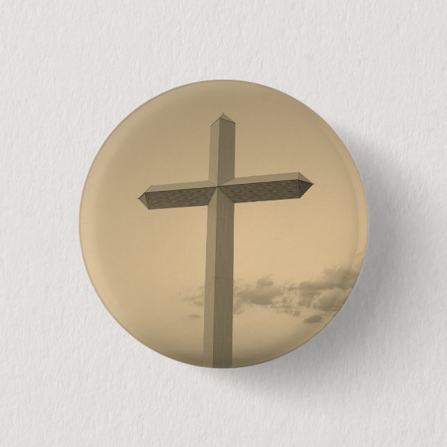Sepia Foto Giant Christlich Cross Button (Vorderseite)