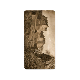 Sepia-Foto von Edinburgh Castle Adressaufkleber