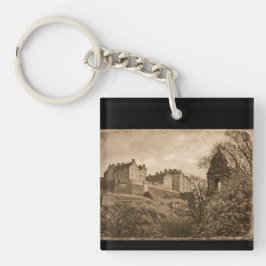 Sepia-Foto von Edinburgh Castle Schlüsselanhänger