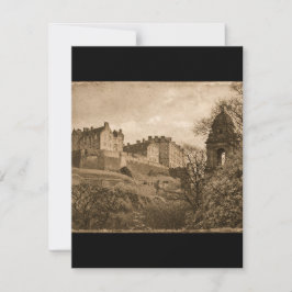 Sepia-Fotografie von Edinburgh Castle RSVP Karte