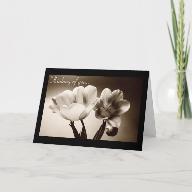 Sepia-Frühlings-Tulpen Customizeable Karte (Vorderseite)