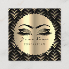 Sepia Gold Black Glitzer Makeup Artist Lashes WELL Quadratische Visitenkarte
