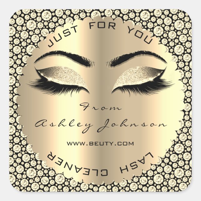 Sepia Gold Diamond Glitzer Lash Cleaner Square Quadratischer Aufkleber (Vorderseite)