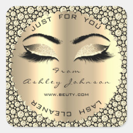 Sepia Gold Diamond Glitzer Lash Cleaner Square Quadratischer Aufkleber