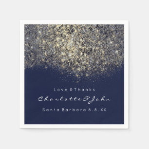 Sepia Gold Glitzer Blue Navy Confetti Sequin Serviette