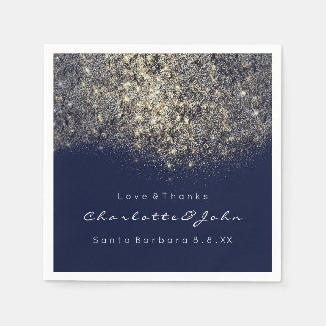 Sepia Gold Glitzer Blue Navy Confetti Sequin Serviette (Vorderseite)
