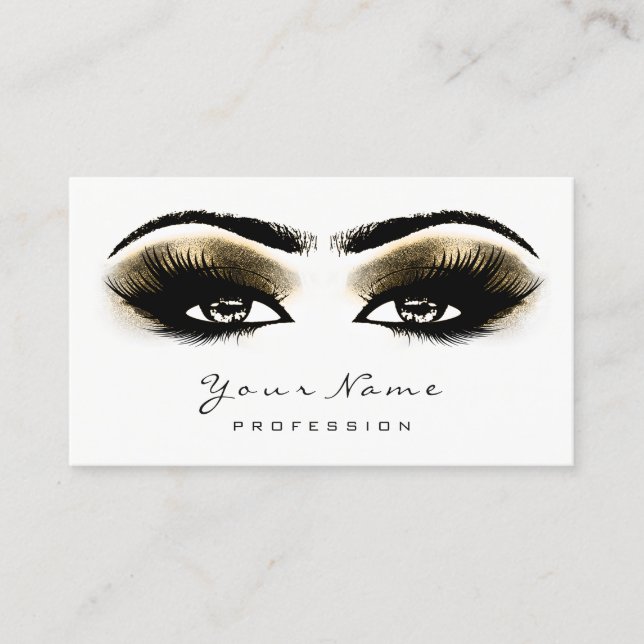 Sepia Gold Glitzer Makeup Artist Lashes Black Whit Terminkarte (Vorderseite)