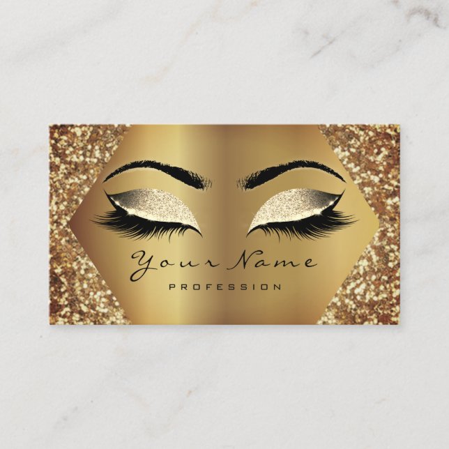 Sepia Gold Glitzer Makeup Lashes Glitzer Visitenkarte (Vorderseite)