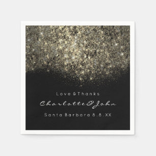 Sepia Gold Glitzer Schwarz-weiß Confetti Sequin Serviette