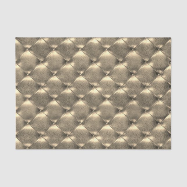 Sepia Gold Luxury Metallic Tufted Leather Seidenpapier (Vorderseite)