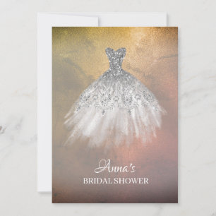 *~* Sepia Gold White Going Dress Brautparty Einladung